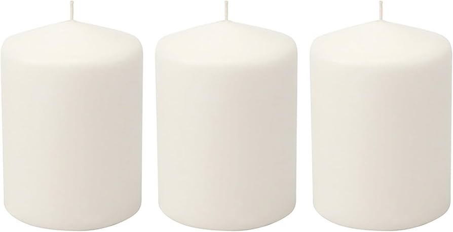 Stonebriar 3 Pack Tall 3 x 4 Inch 35 Hour Long Burning Unscented White Wax Pillar Candles | Amazon (US)