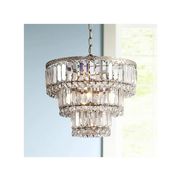 Vienna Full Spectrum Satin Nickel Chandelier 14 1/4" Wide Three Tier Crystal 7-Light Fixture for ... | Walmart (US)