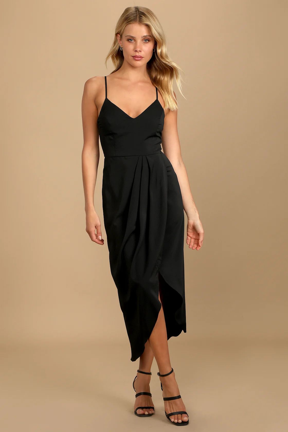 Reinette Black Midi Dress | Lulus (US)