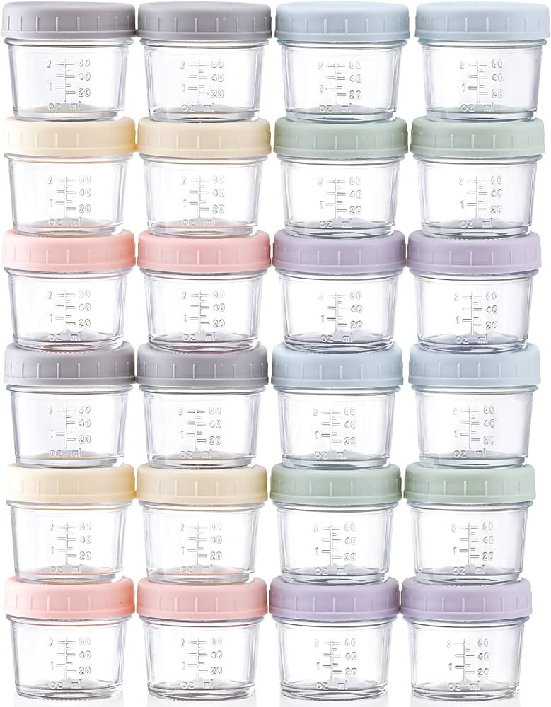 VITEVER 24-Pack Glass Baby Food Storage Containers - 4 oz Baby Food Storage Jars With Lids, Baby ... | Amazon (US)