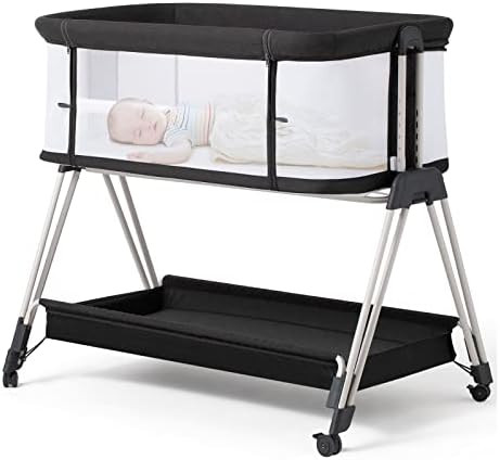 Fodoss Baby Bassinet Bedside Sleeper with Wheels and Storage Tray,4-Sided Mesh Bedside Bassinet C... | Amazon (US)
