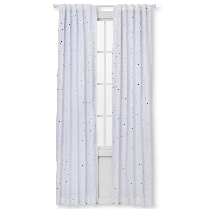 Blackout Curtain Panel Foil Stars (84") - Cloud Island™ Silver Foil | Target