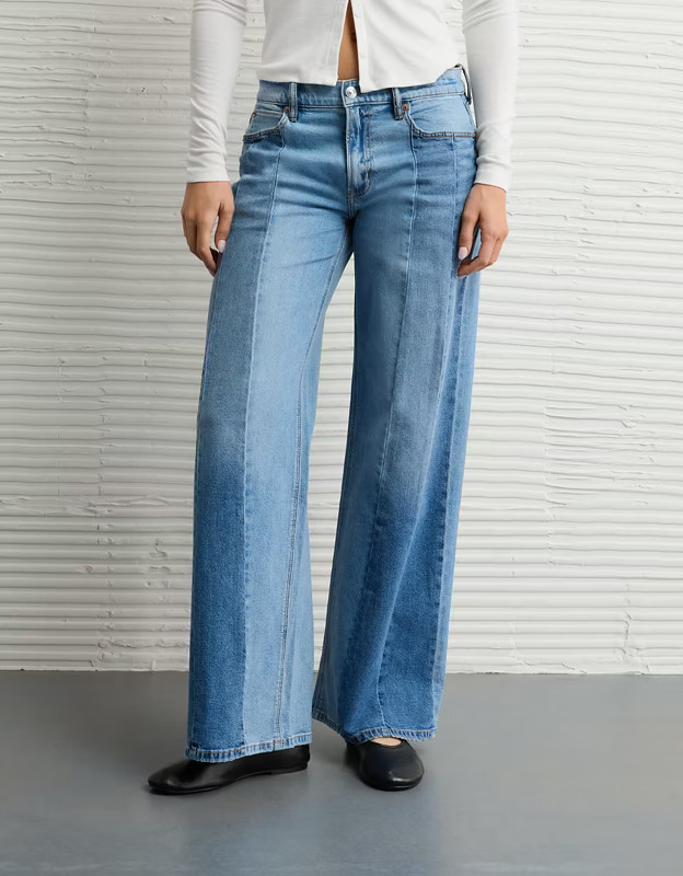 AE Stretch Patchwork Low-Rise Ultra Wide-Leg Jean | American Eagle Outfitters (US & CA)