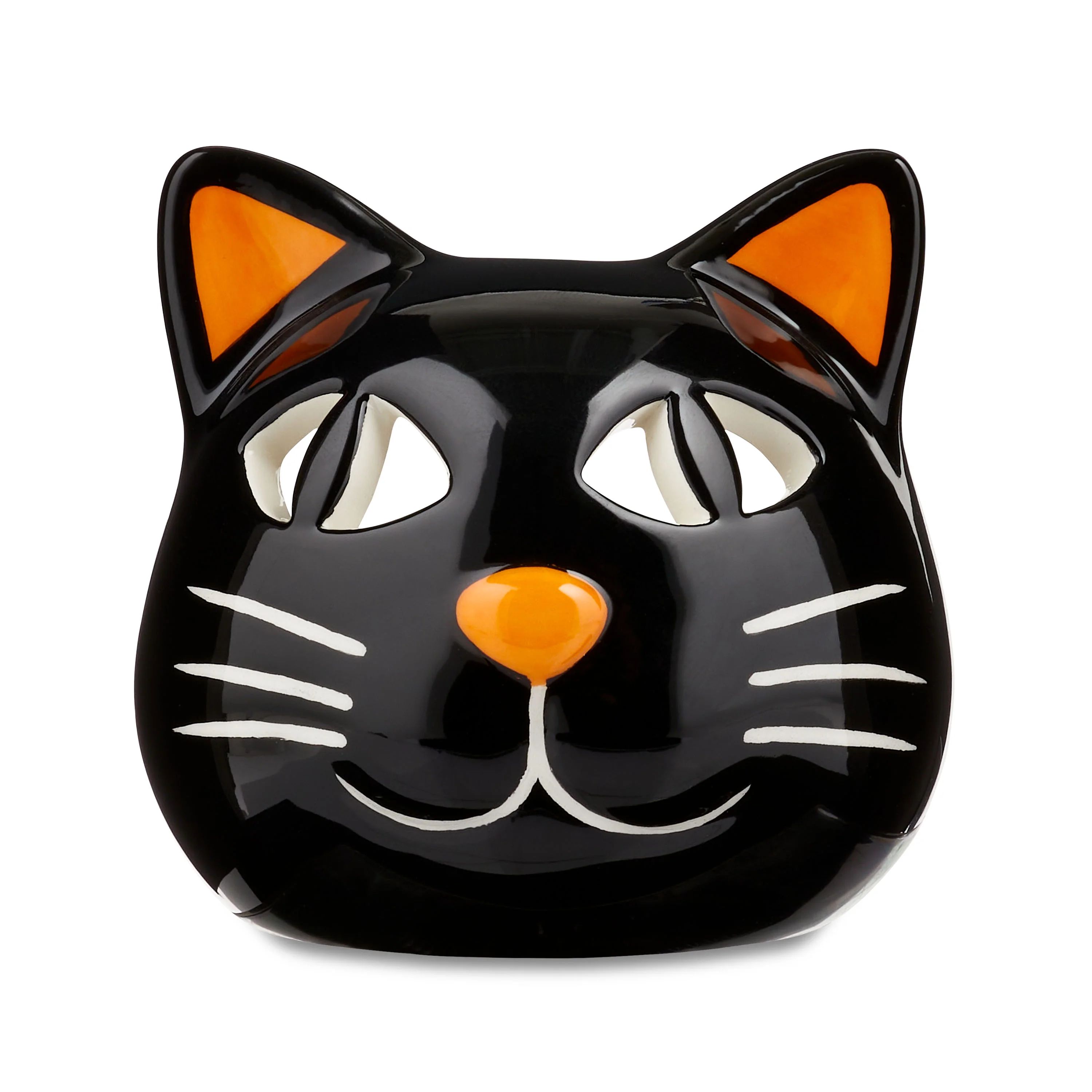 Halloween Black Cat Ceramic Tealight Candle Holder, 3.4 in, by Way To Celebrate | Walmart (US)