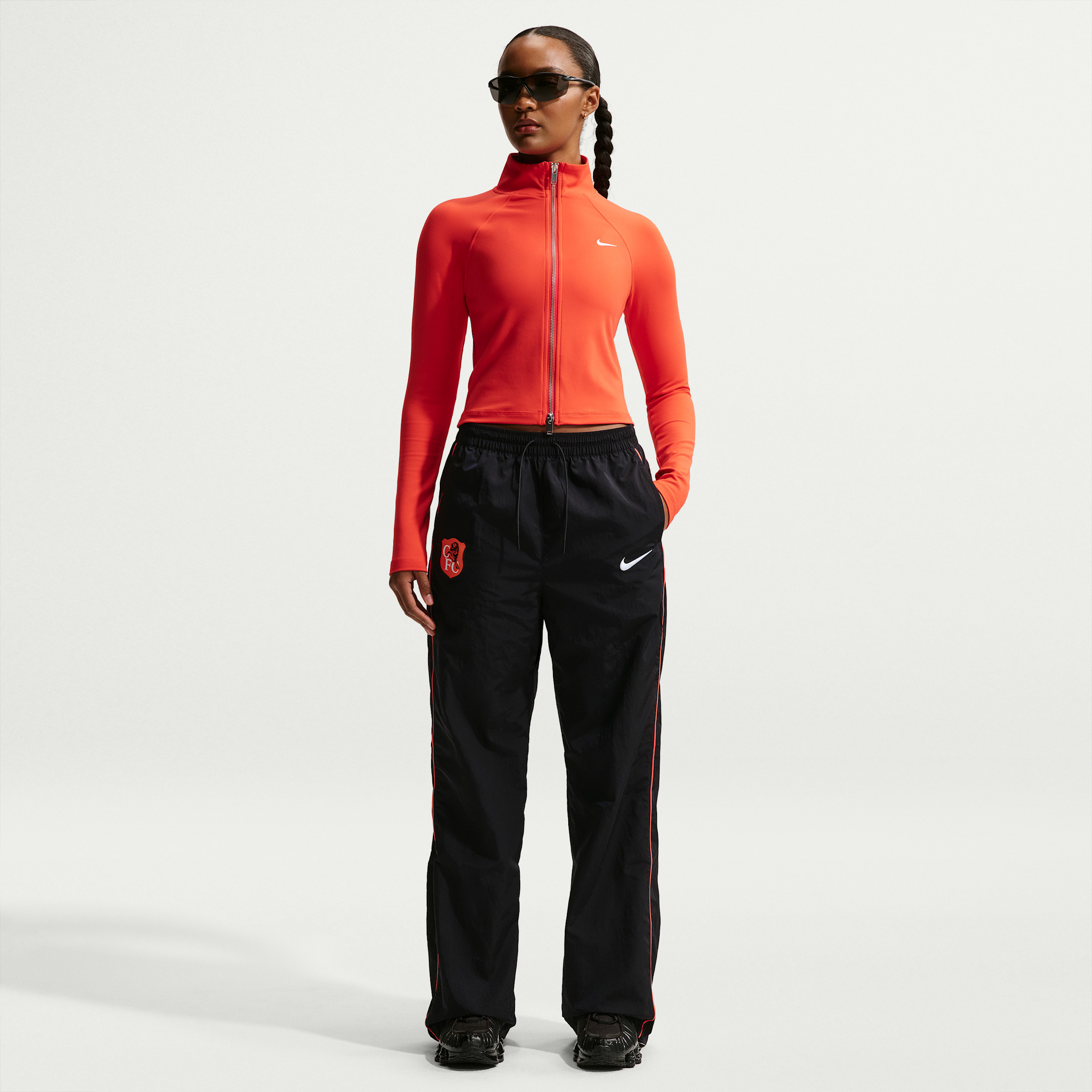 Chelsea FC Windrunner Nike Women's Soccer High-Waisted Open-Hem Pants in Blue | IO1268-426 | Nike (US)