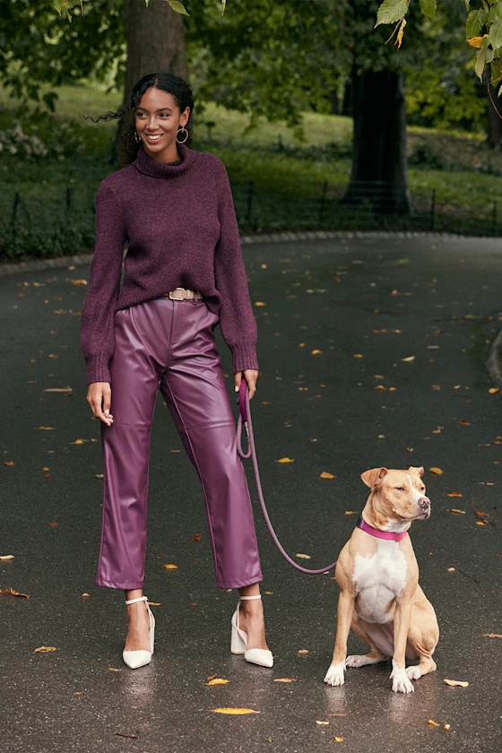 Keep It Trendy Burgundy Vegan Leather Straight Leg Pants | Lulus (US)