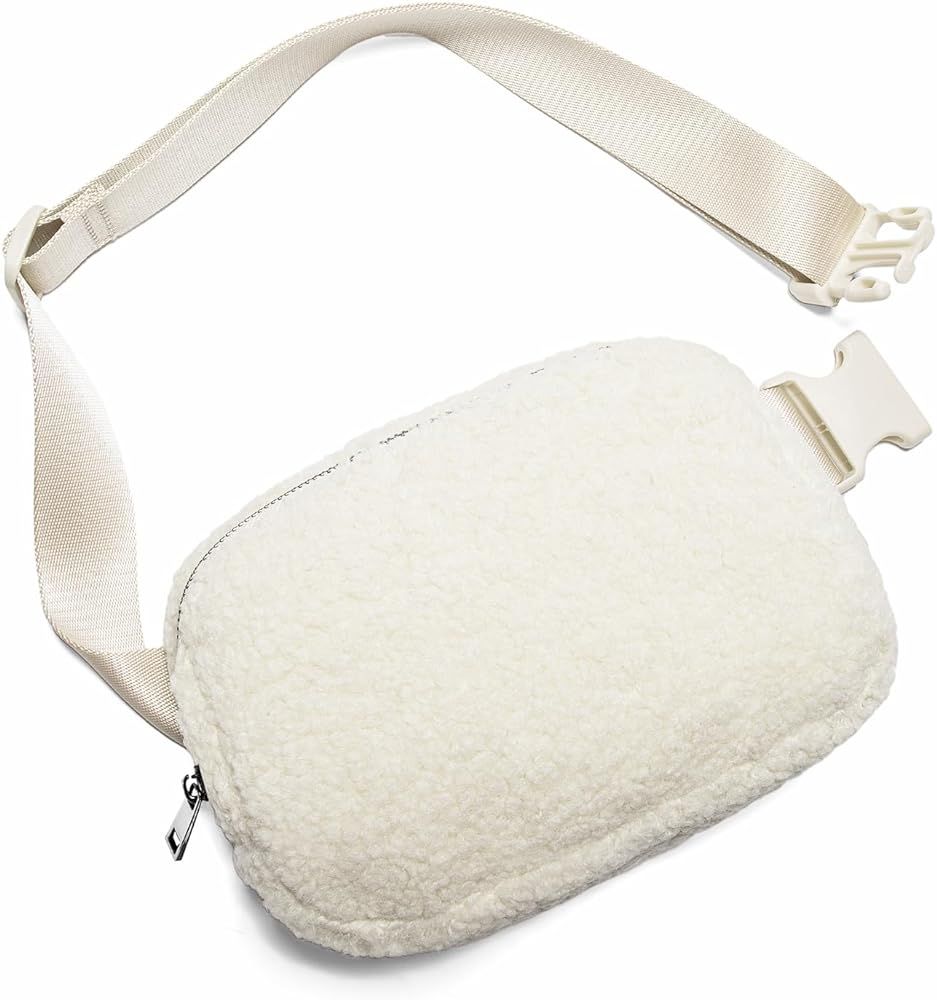 Gitus Fleece Belt Bag Sherpa Fanny Pack Crossbody Bags for Women Fashion Waist Packs with Adjustable | Amazon (US)