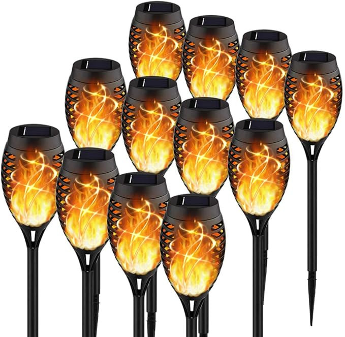 KYEKIO Upgraded 12Pack Torches, Solar Outdoor Lights, 12LED Solar Torch Light with Flickering Fla... | Amazon (US)
