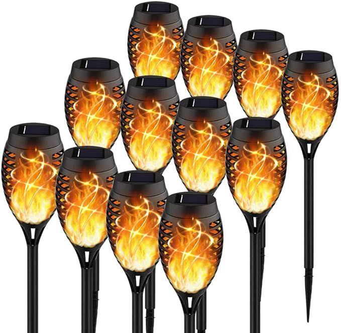 KYEKIO Upgraded 12Pack Torches, Solar Outdoor Lights, 12LED Solar Torch Light with Flickering Fla... | Amazon (US)