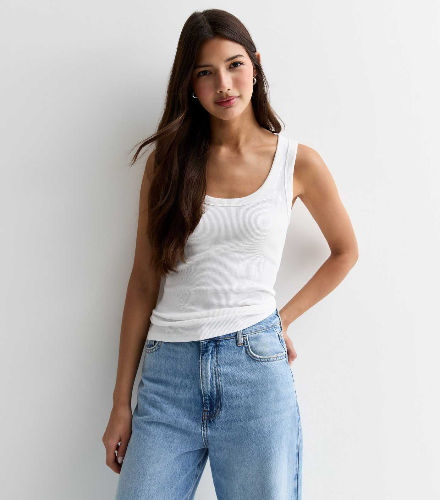 White Ribbed Scoop Neck Vest | New Look | New Look (UK)