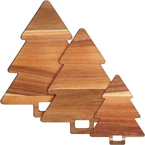 3 Pieces Christmas Kitchen Cutting Board Set with Handles Organic Acacia Kitchen Accessories Chop... | Amazon (US)