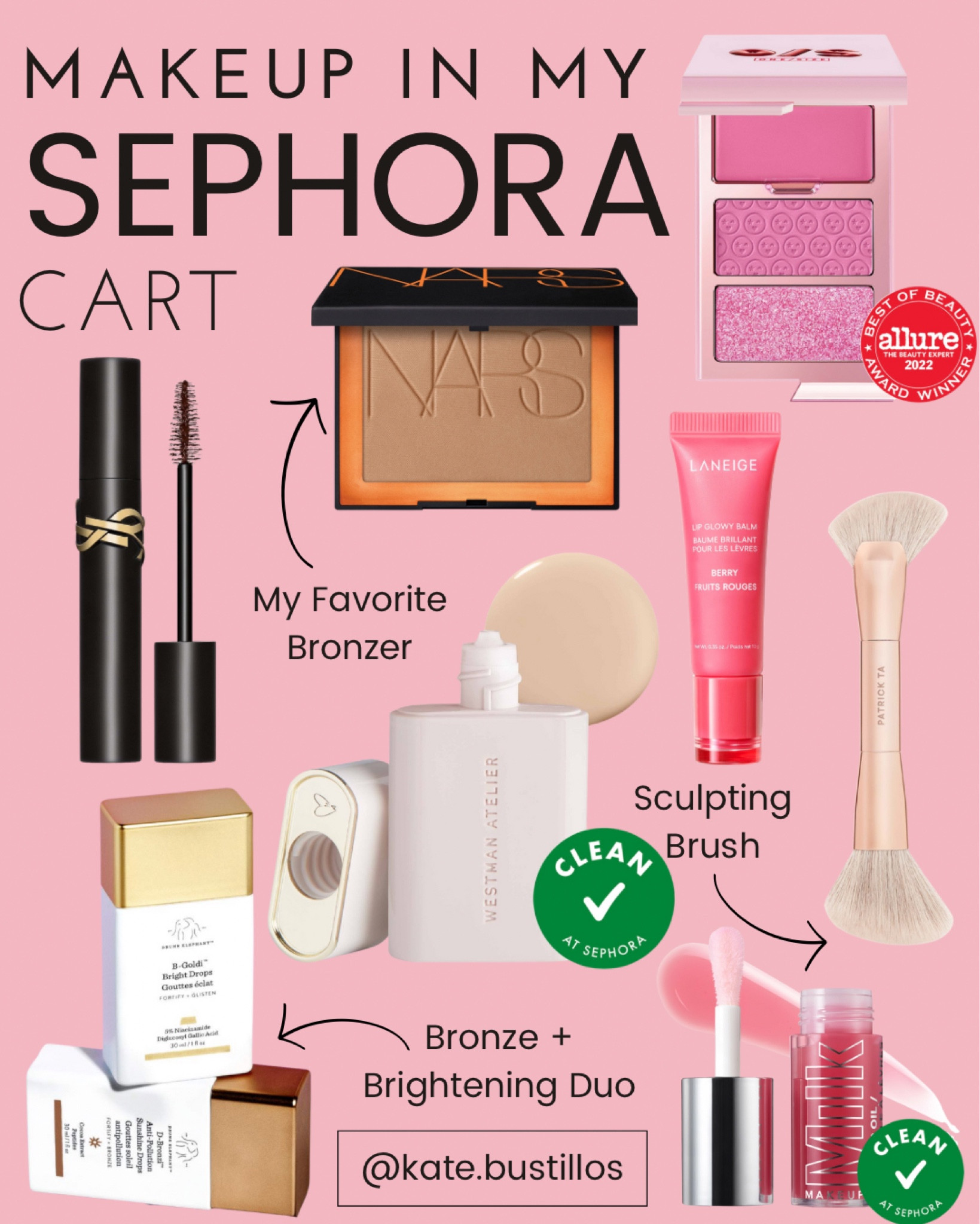 Currently in my cart at Sephora! Some are everyday staples, NARS Laguna Bronzer & Laneige Lip Balm, while some are new, Drunk Elephant Bronzing + Brightening Serum and Patrick Tas Blush Trio 💄 

#makeup #momlife #sephora 

#LTKxSephora #LTKbeauty #LTKGiftGuide