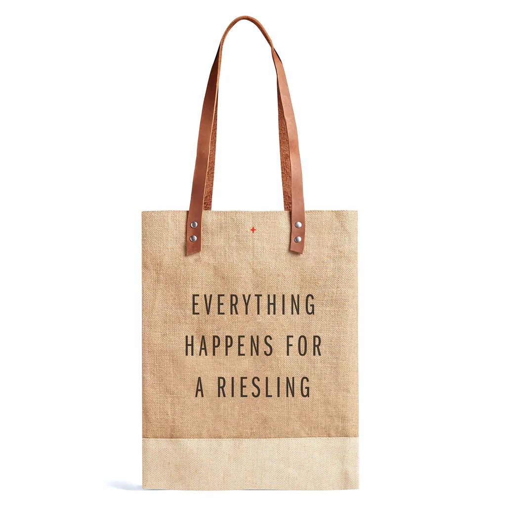 Wine Tote in Natural with ‟Everything Happens for a Riesling” Only available once per year | Apolis