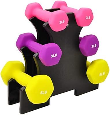 BalanceFrom Colored Neoprene Coated Dumbbell Set with Stand | Amazon (US)