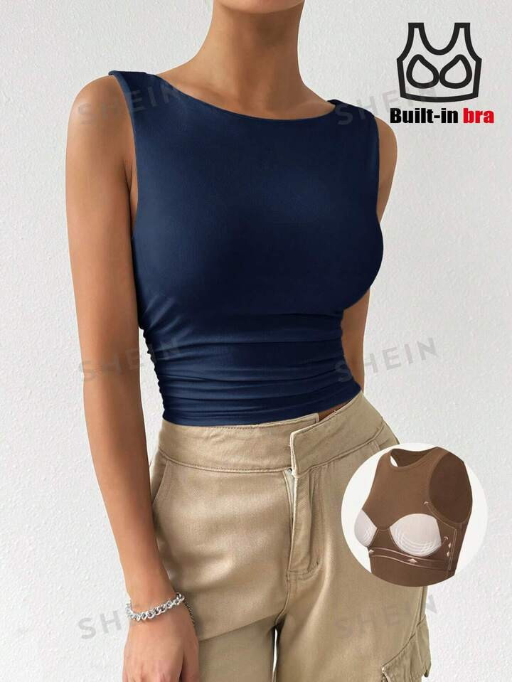 SHEIN EZwear Women Round Neck Undershirt Tank Top, Spring & Summer | SHEIN USA | SHEIN