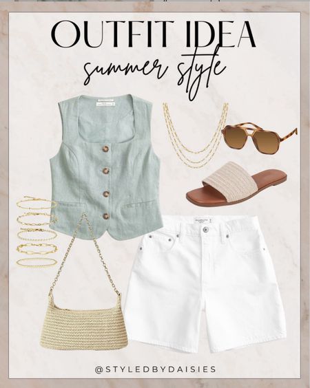 The perfect elevated casual summer outfit idea! 

#summerstyle

Summer style. Abercrombie new arrivals. Trendy summer outfit. White denim shorts. Woven slide sandals  

#LTKFindsUnder100 #LTKStyleTip

Follow my shop @styledbydaisies on the @shop.LTK app to shop this post and get my exclusive app-only content!

#liketkit #LTKSeasonal
@shop.ltk
https://liketk.it/4HZBP
