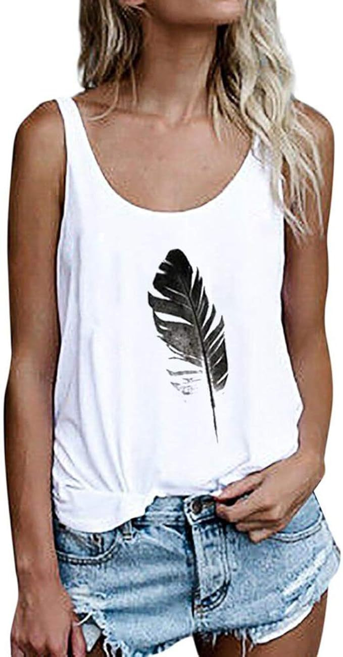 OMSJ Women Shirts Sleeveless Summer Tunic Loose Fit Tank Tops | Amazon (US)