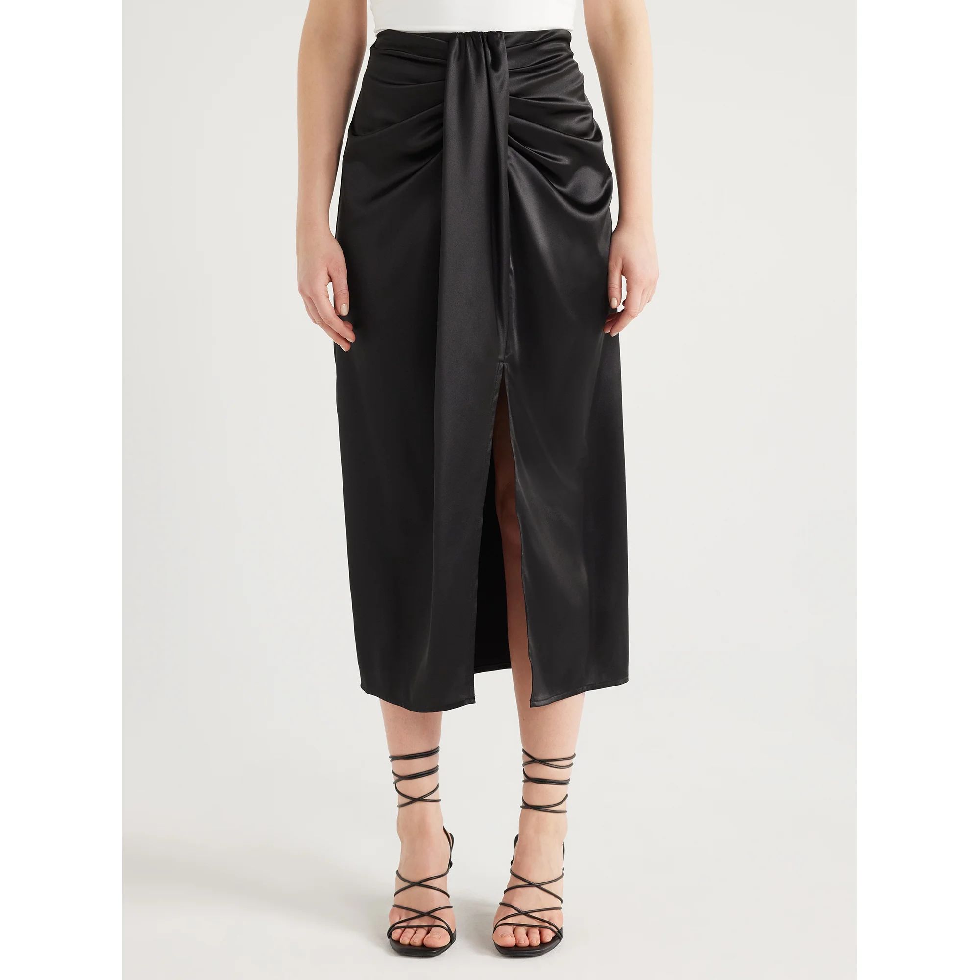 Scoop Women’s High Shine Satin Midi Skirt, Sizes XS-XXL | Walmart (US)