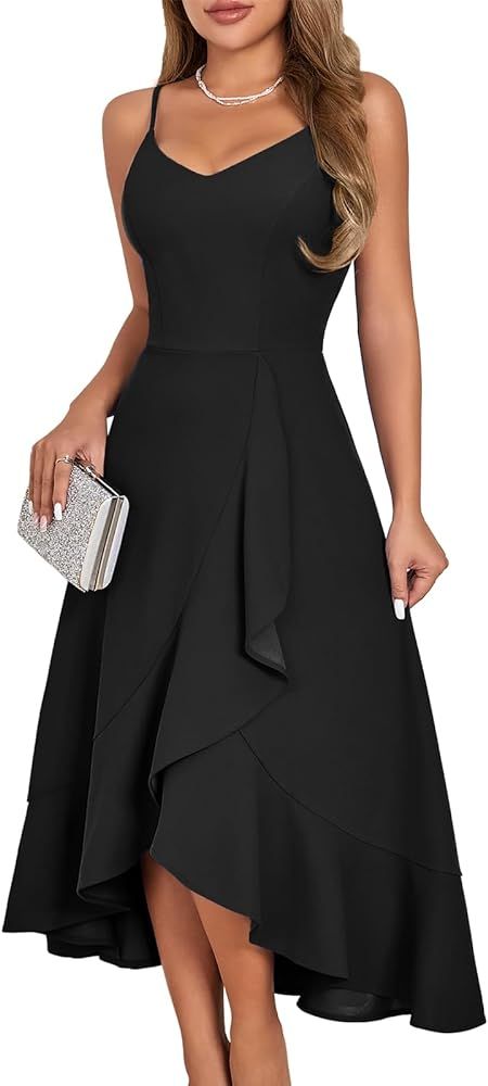 DRESSTELLS Women's Cocktail Dress, Formal Wedding Guest Dress, Ruffle Bridesmaid Dresses | Amazon (US)