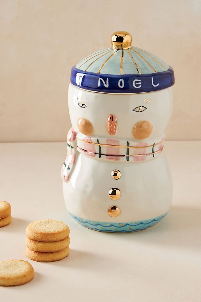BIRDCANFOX Joyeux Noel Snowman Cookie Jar | Anthropologie (US)