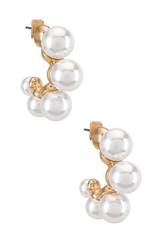 Ettika Large Pearl Mini Hoops in Pearl from Revolve.com | Revolve Clothing (Global)
