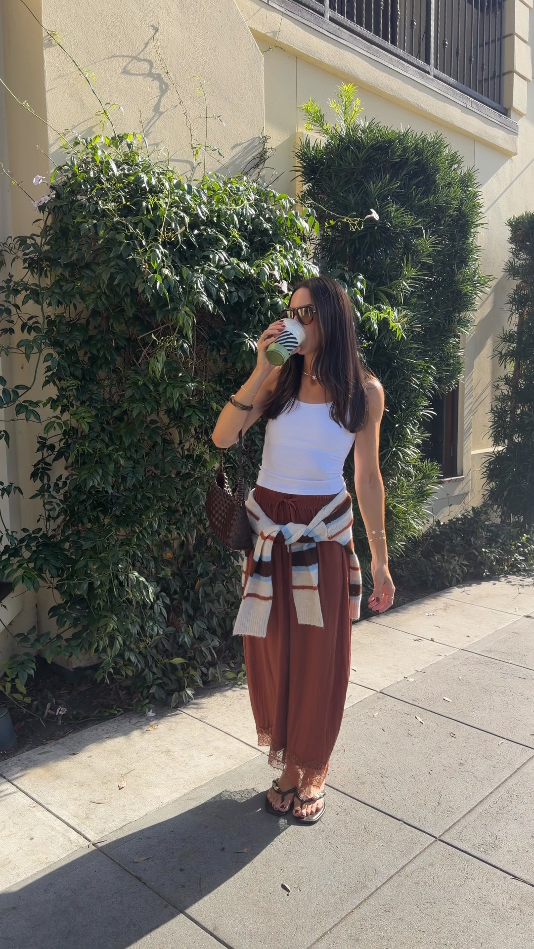 Wearing my true size S in the tank and stripe sweater, sized up to M in the pants!
Flip flops are true to size

Warm weather fall outfits / built in bra tank

#LTKootd #LTKSeasonal #LTKSaleAlert