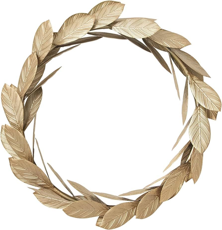 Gold Leaves Metal Wreath Wall Decor for Front Door,13 inch Door Wreath for Christmas,Window,Weddi... | Amazon (US)