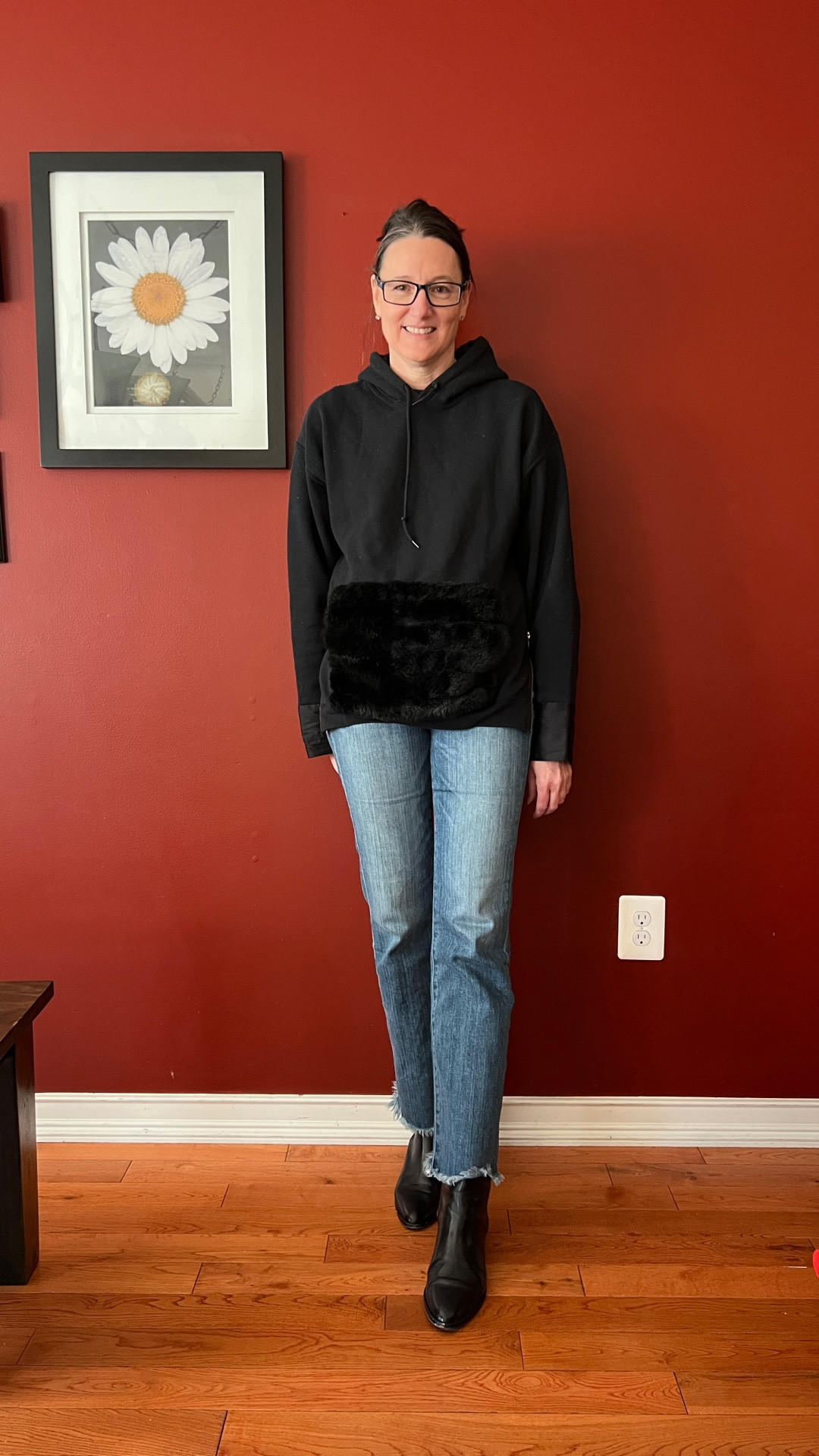 This is what working from home looks like. I did put on boots to run to the Post Office but otherwise it’s slippers all day. I do love how the gold side zippers on the hoodie match the gold side zippers on the booties. Happy Thursday! #ootd #casualworkwear #whatiwore #workfromhome #zoomstyle 

#LTKootd #LTKWorkwear #LTKOver40