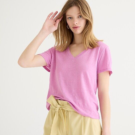 Relaxed linen V-neck T-shirt | J.Crew US