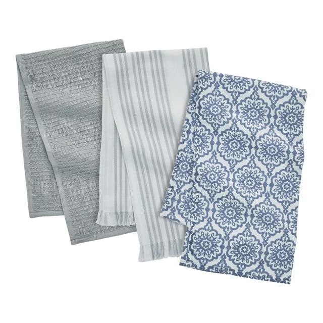 My Texas House Stripe 16" x 28" Cotton Kitchen Towels, 3 PIeces, Blue - Walmart.com | Walmart (US)
