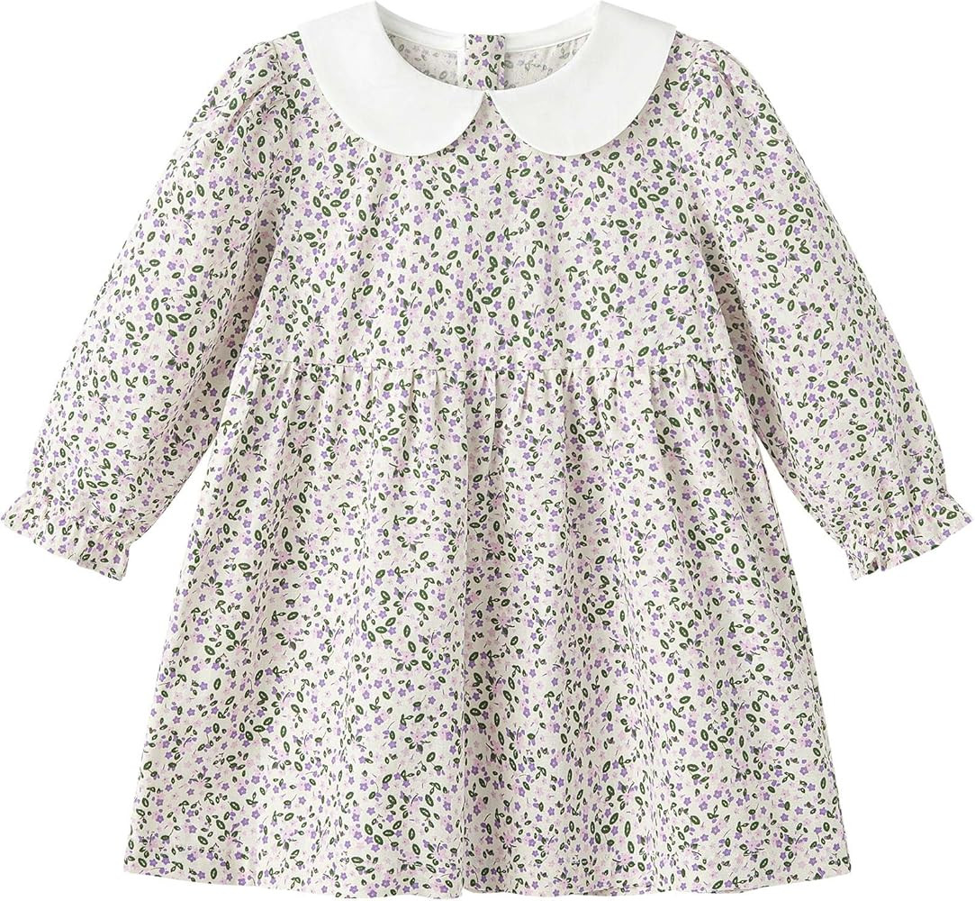 pureborn Baby Toddler Girl Dress Short and Long Sleeve Cotton Playwear Dresses 0-6T | Amazon (US)