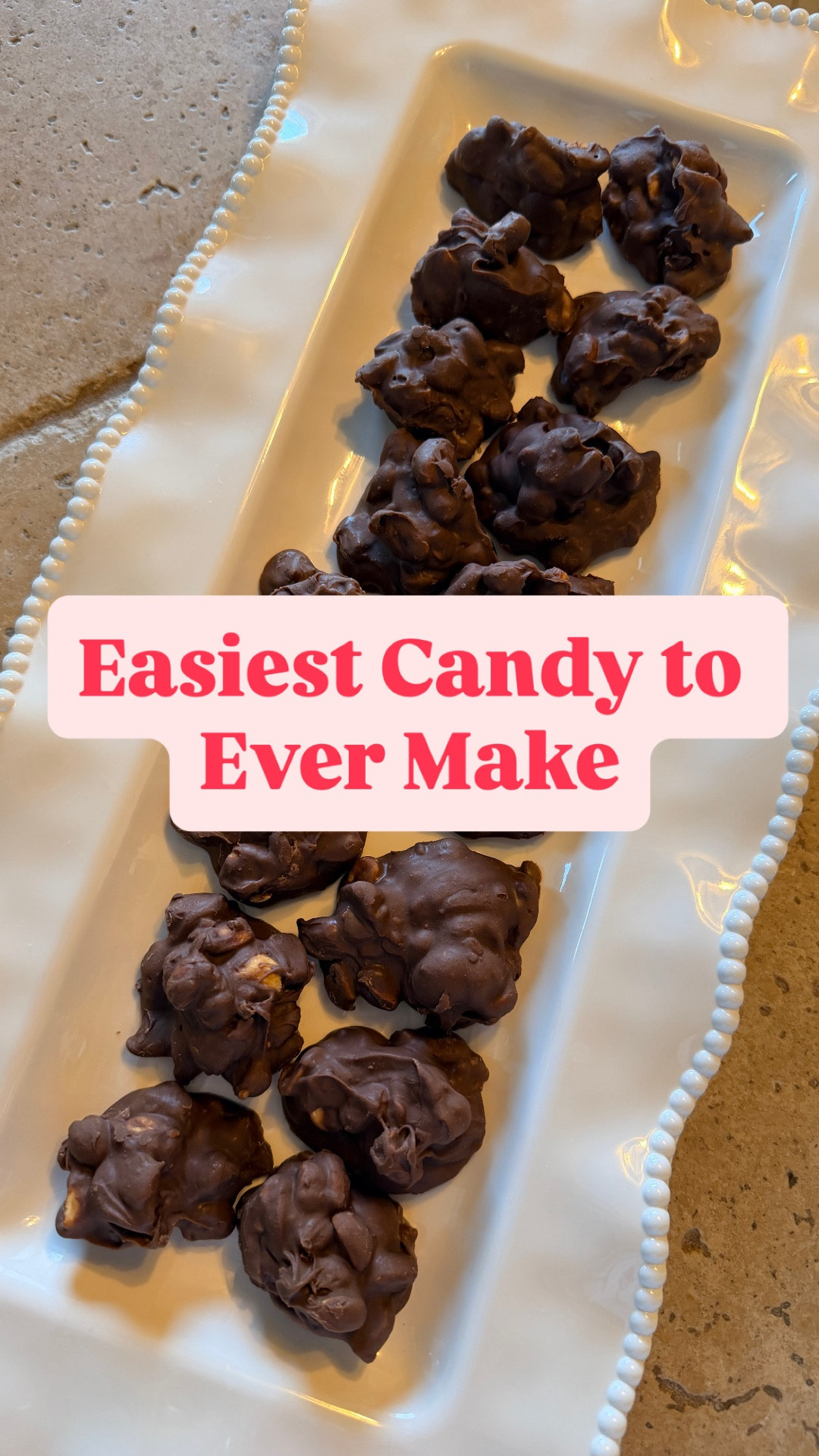 The easiest candy you’ll ever make 🍫
If you can dump and stir, you can make these. Sweet, salty, and completely addictive — perfect for gifting, snacking, or keeping a stash in the fridge “just in case.”

Chocolate Peanut Clusters (Slow Cooker)

Ingredients:
• Cooking spray or coconut oil
• 16 oz dry roasted salted peanuts
• 1 cup dark chocolate chips (6 oz)
• 1 cup peanut butter chips (6 oz)
• 1 cup white chocolate chips (6 oz)
• 1 cup semi-sweet chocolate chips (6 oz)

Instructions:
	1.	Lightly grease the slow cooker.
	2.	Line baking sheets with parchment paper.
	3.	Add peanuts to the slow cooker.
	4.	Pour all chocolate chips over the peanuts.
	5.	Cook on LOW for 1 hour.
	6.	Stir well.
	7.	Cook 15–30 minutes more, until fully melted.
	8.	Scoop 1–2 tablespoon mounds onto baking sheets.
	9.	Let set at room temperature or chill until firm.

Perfect for holidays, parties, or when you need a no-fuss sweet treat 🤍

#LTKHoliday #LTKfoodie #LTKHome