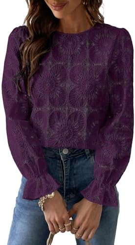 CUPSHE Women's Lace Eyelet Puff Sleeve Blouse | Amazon (US)