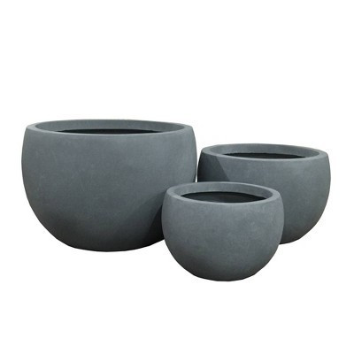 13" Kante Lightweight Concrete Outdoor Set of 3 Planters Gray- Rosemead Home & Garden, Inc.: Freestanding, No Assembly, Modern Decor | Target