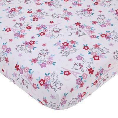 NoJo Disney Aristocats Pink, White, and Teal, Marie Super Soft Nursery Fitted Crib Sheet | Target