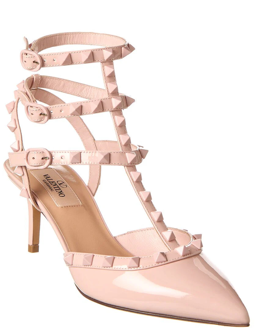 Valentino Rockstud Caged 65 Patent Ankle Strap Pump | Shop Simon