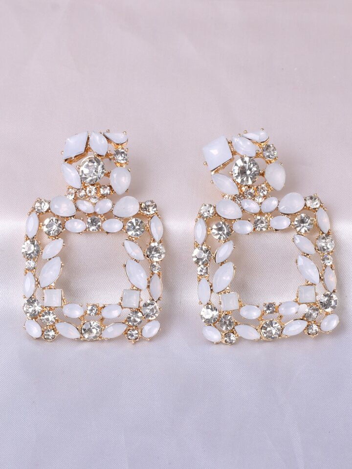 Rhinestone Decor Geometric Drop Earrings | SHEIN