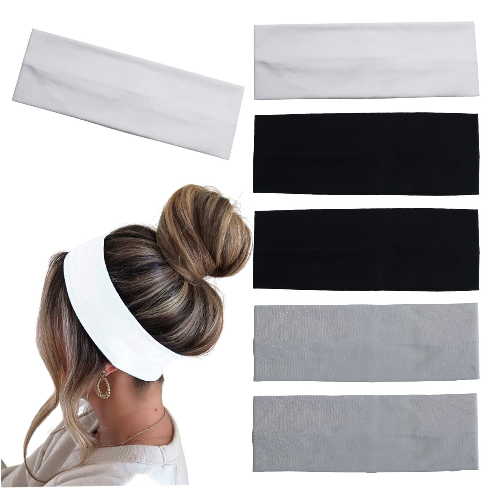 6 Pcs Headbands for Women Hair Cotton Headband Non-slip Stretchy Elastic Head Wrap Holder Hair Ac... | Amazon (US)