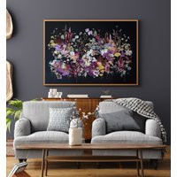 Large Pressed Flower Print Botanical Herbarium Art On Black | Etsy (US)