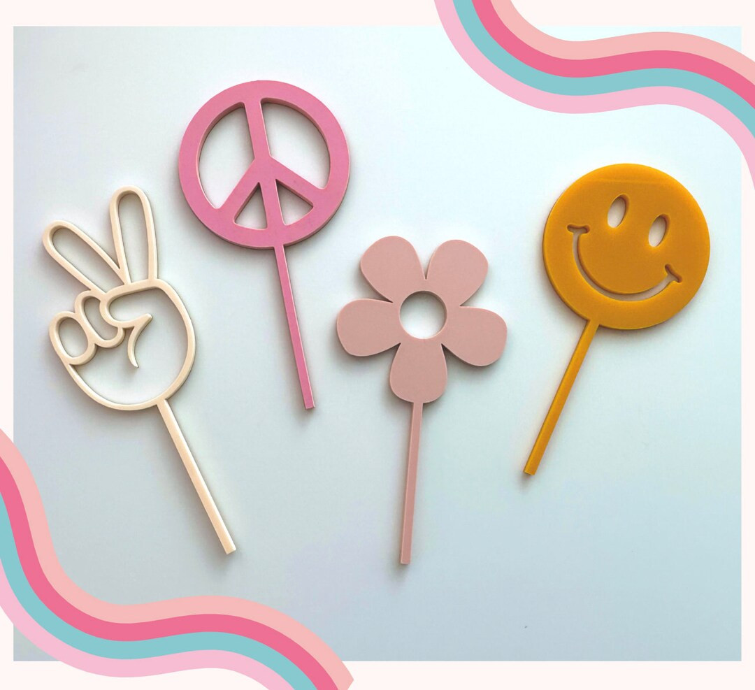 Two Groovy Cupcake Toppers, Groovy Party, Groovy Birthday, Groovy Cupcake Toppers, Boho Cupcakes,... | Etsy (US)