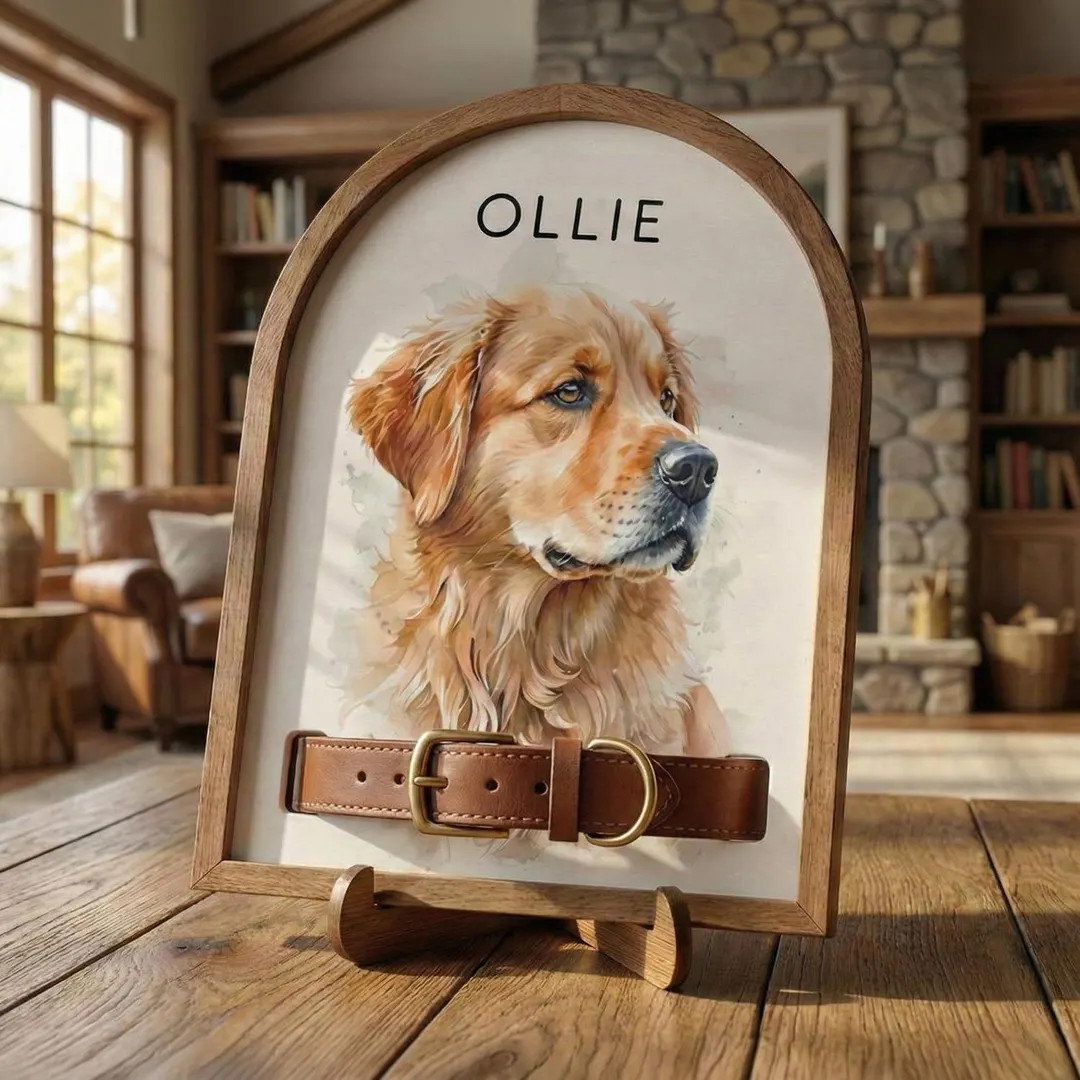Custom Watercolor Pet Memorial Frame With Collar Holder, Pet Memorial Collar Holder, Dog or Cat L... | Etsy (Global)