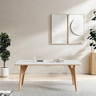 Damontrae Modern Cream Rock-Plate Dining Table | Wayfair North America