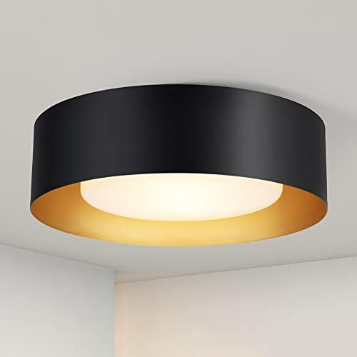 Yasince Modern Black and Gold Flush Mount Ceiling Lights, Minimalist Drum Round Ceiling Lighting,... | Amazon (US)