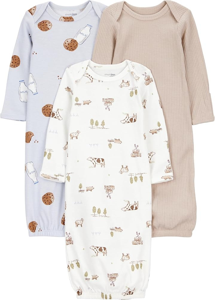 Simple Joys by Carter's Baby 3-pack Neutral Cotton Sleeper Gown | Amazon (US)