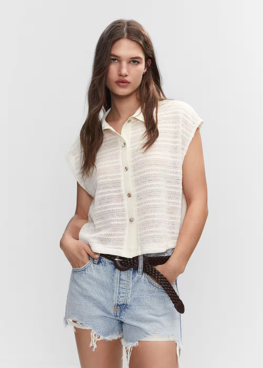 Knitted shirt top | MANGO (US)