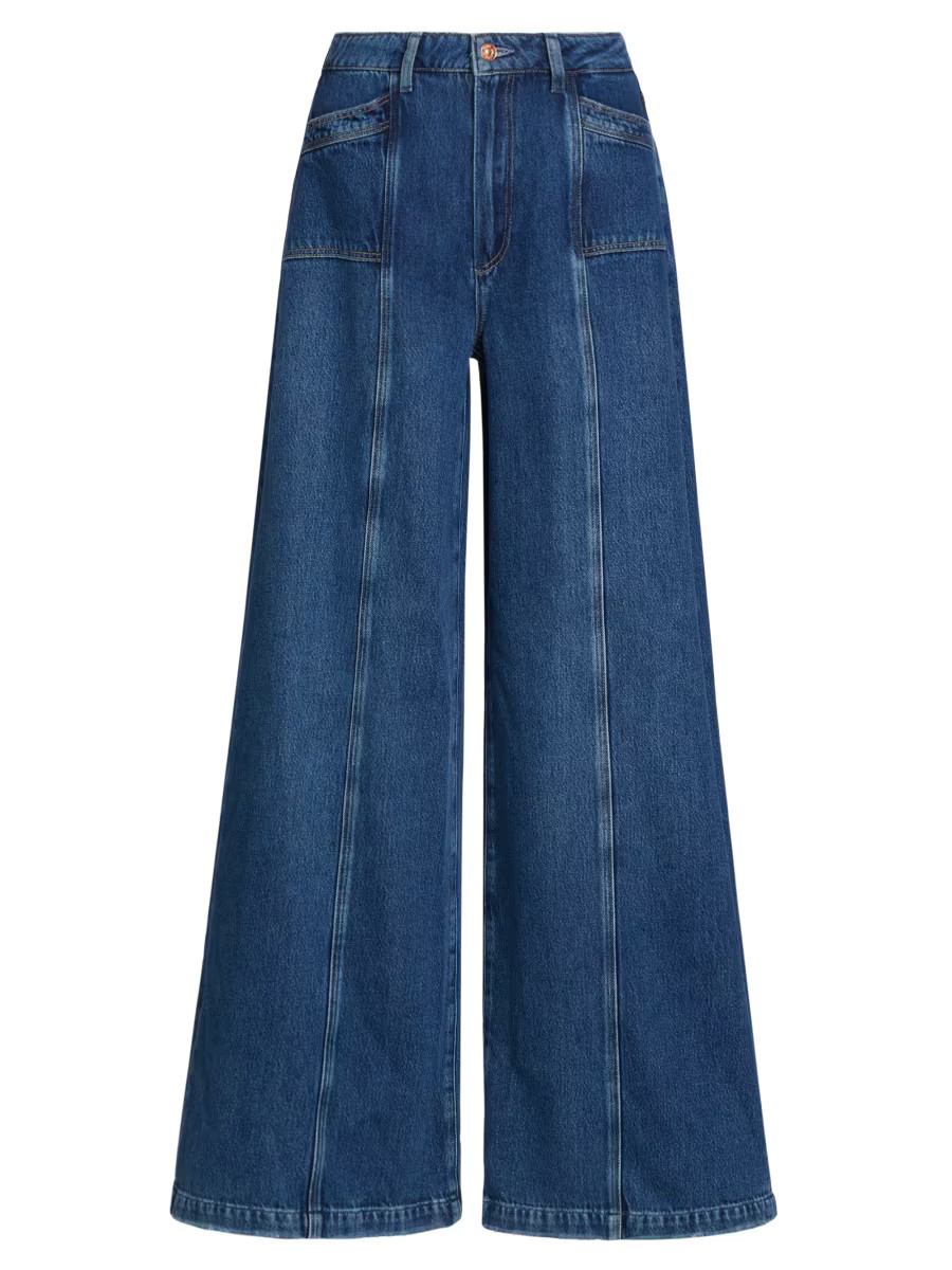 Portia High-Rise Seamed Wide Flare Jeans | Saks Fifth Avenue