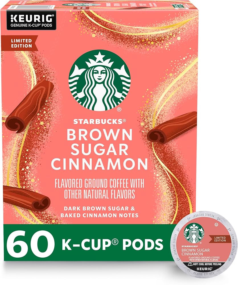 Starbucks K-Cup Coffee Pods, Flavored Hot or Iced Coffee, Brown Sugar Cinnamon, 60 Keurig Pods | Amazon (US)