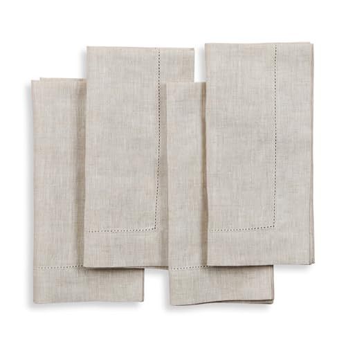 Solino Home Light Natural Linen Napkins Set of 4-100% Pure Linen Hemstitch Dinner Napkins 20 x 20 Inch for Spring, Easter, Mothers Day - Classic Hemstitch | Amazon (CA)