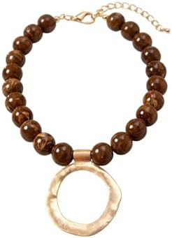 QiaTsed Acrylic Necklace for Women Chunky Beaded Necklace Vintage Boho Short Choker Necklace Idea... | Amazon (US)