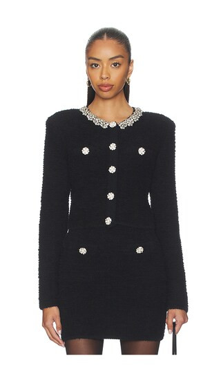 Black Crystal Trim Cardigan | Revolve Clothing (Global)